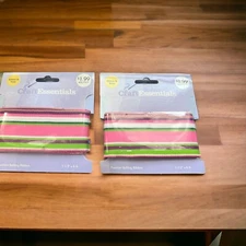 2 Joann Craft Essentials Fashion Belting Ribbon Preppy Striped 1.5" x 6' Each NE