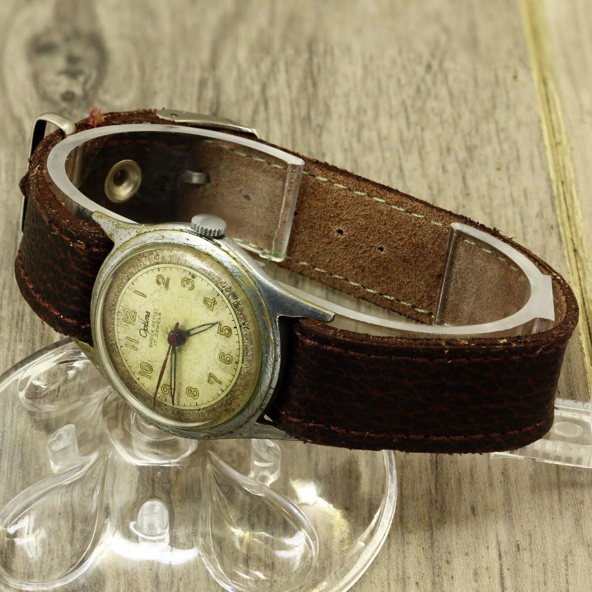 Optima shock resist Swiss made military 1950s wristwatch rare