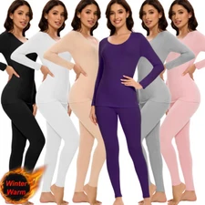 Ultra-Soft Women Thermal Underwear Long Johns Top & Bottom Set Base Layer Warm