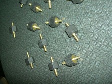 4 Hexagon Male/Male Rubber Isolator Mounts 3/8" Sq x 1/2" 10-32 x 3/8 Studs USA