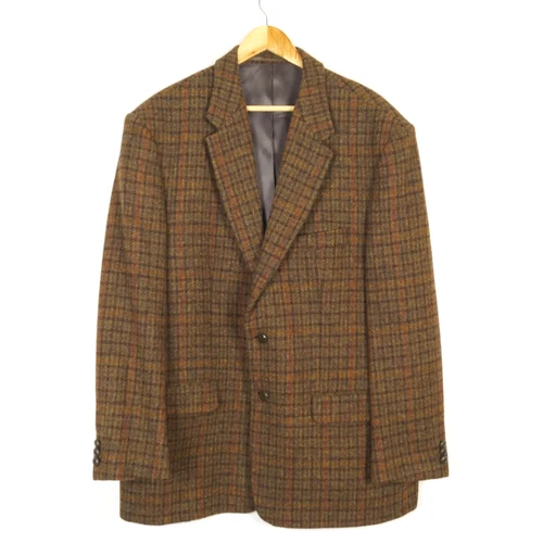 HARRIS TWEED Men Blazer Jacket Size ~ IT60 US UK 50 Tweed Brown SIngle Breasted
