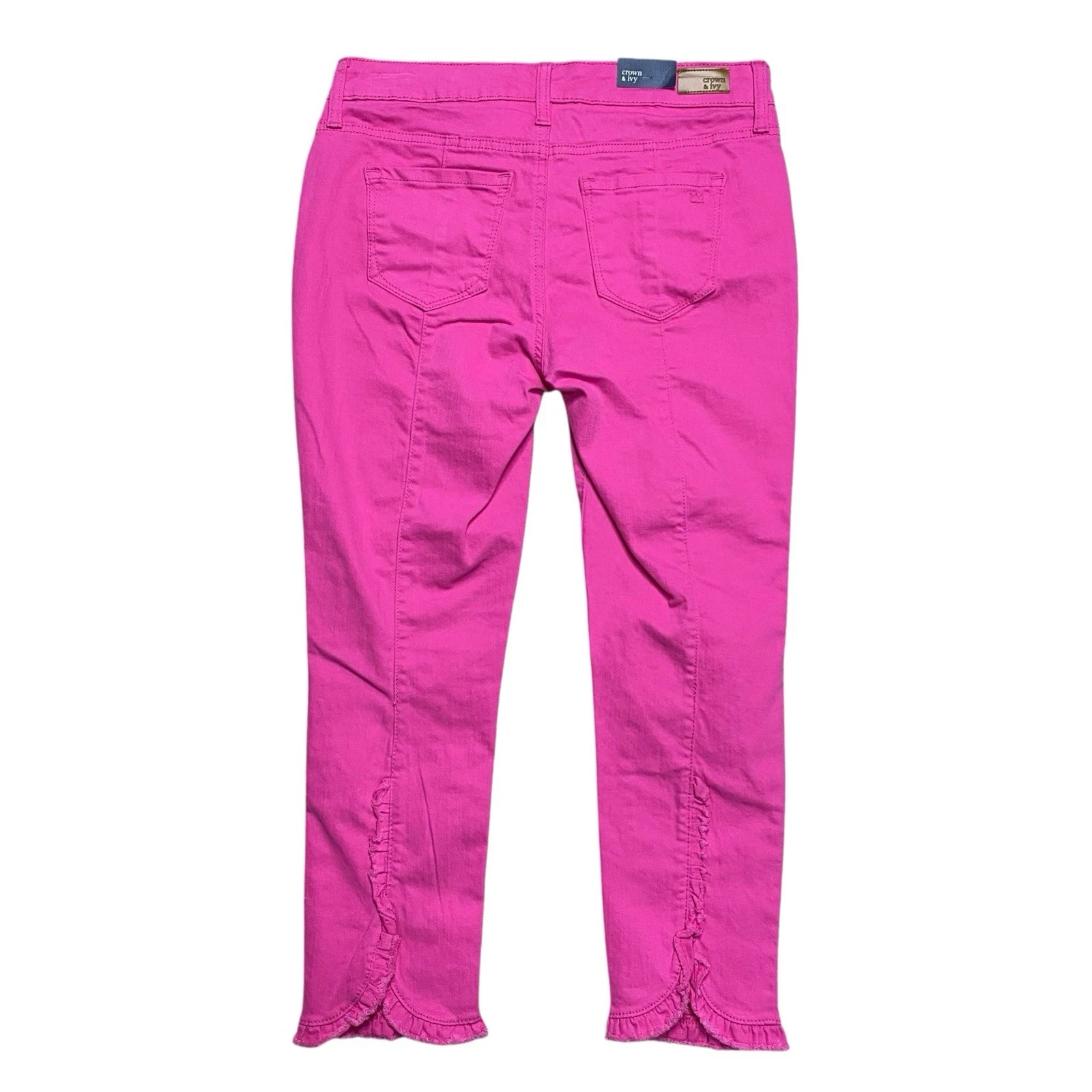 CROWN & IVY Crop Ruffle Capri Denim Jeans Pants Hot Pink Sz 4 NWT
Opens in a new window or tab