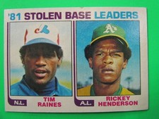Vintage 1982 Topps #164 HOF Rickey Henderson Tim Raines Near Mint Low $hip F0285