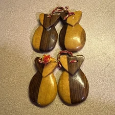 Vintage Hand Carved Wood Castanets(56)