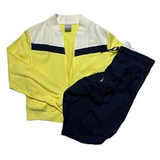 VTG Nike Vintage Y2K Windbreaker Jogger Set Yellow Blue Women L Jacket M Pants