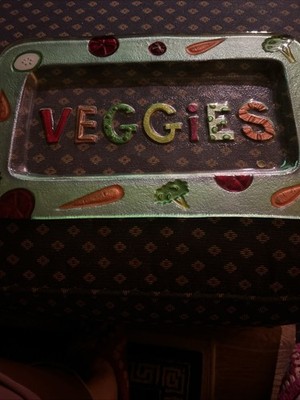 Lori Siebert Silvestri Handblown Glass  Veggies  Tray Embossed Vegetable Platter