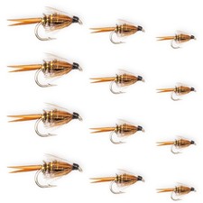 1 Doz (12) Flies  - Prince Nymph Green Brown Trout Fishing Fly Hook Size 12-18
