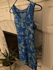 Columbia XS Sleeveless MIDI Tank Dress Blue Floral