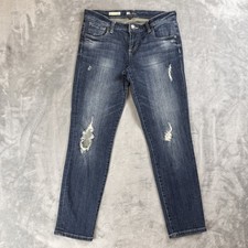 Kut from the Kloth Adele Boyfriend Jeans Womens 4 Blue Distressed KP793MA1