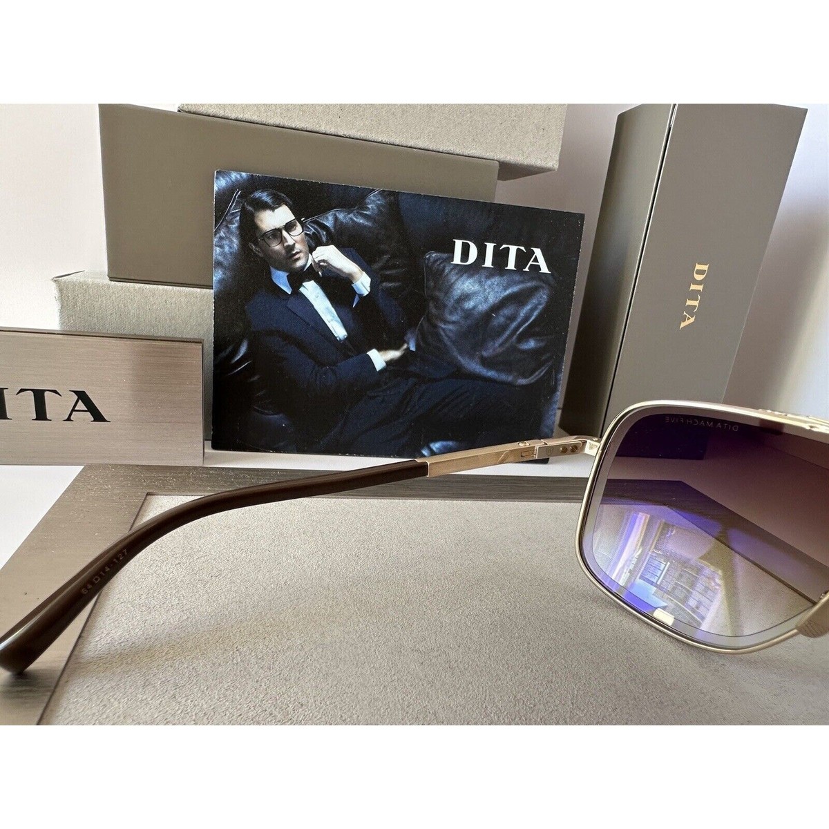 DITA MACH-FIVE DRX-2087-I GLD BRN BRUSHED WHITE GOLD-BROWN