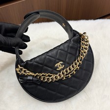 Chanel Hula Hoop Bag Bow on Chain Handbag Caviar Leather Gold HW [Duties Paid]
