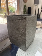 VTG BED BATH & BEYOND 100% Slate Waste Basket Textured Grey Bath Accessories EUC