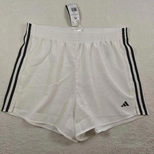 Adidas Women's 3-Stripes High-Rise Training Shorts Size XL Blk/Wht JF4360