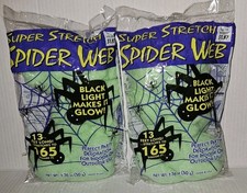 2 Pkgs Super Stretch Spider Web - Neon Green Glow Black Light