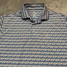 Rhoback Polo Shirt Men  s Medium Multicolor The Stroke Surfboard Print Golf