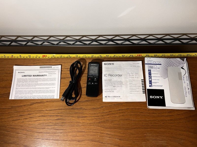 READ Sony IC Recorder ICD-PX720 1 GB USB PC Compatible SHQ 288 Hours Recording