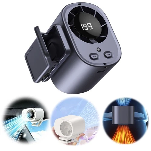 Portable Car Clip on Fan LED Display 360° Air Conditioner Mini Fan Rechargeable