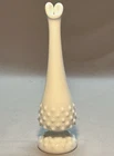 Vintage Fenton White Milk Glass Hobnail 8 3/4" Swung Stretch Vase