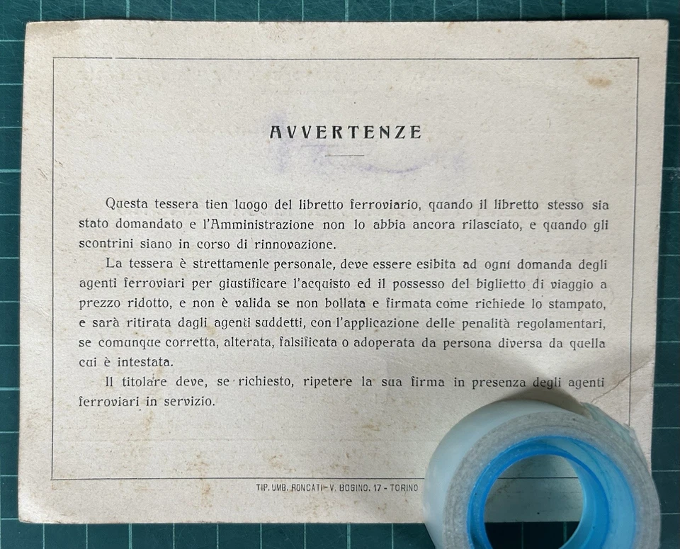 Rara Tessera Ufficiale Giudiziario Pretura di BRA (Cuneo) del 1926 - Imagen 2 de 2