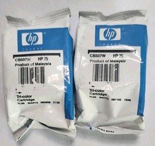 X2 Genuine HP 75 Tri-Color Ink Cartridge CB337W, New Sealed