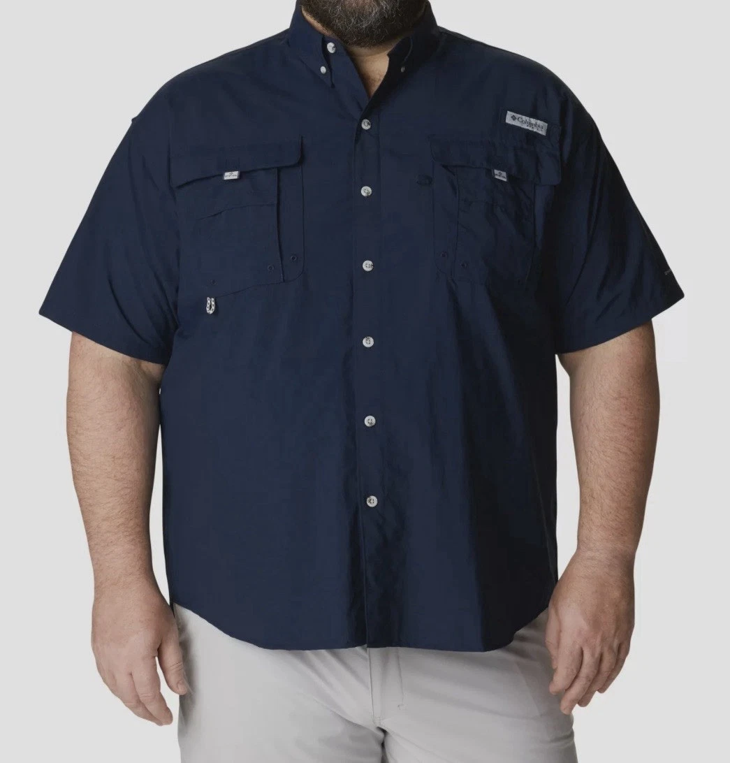 Columbia Mens Bahama II UPF 30 Short Sleeve PFG Fishing Shirt Blue 4X/4TF Hiking