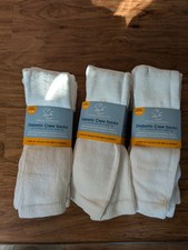 Lot Of 9 Diabetic Pairs Of Crew Socks Unisex 13-15 White