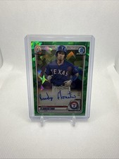 2020 1st Bowman Chrome Randy Florentino Green Atomic /99 AUTO RC Rookie Rangers