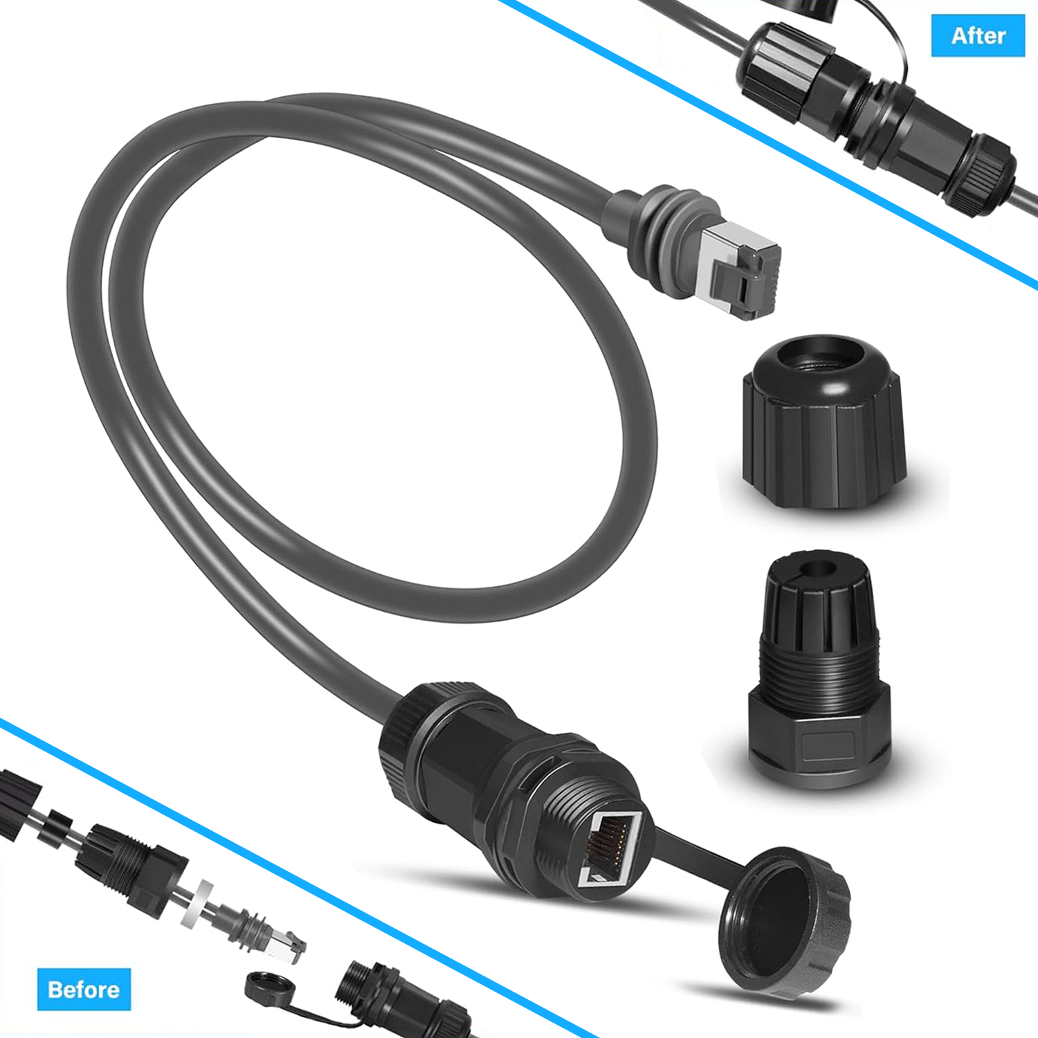 2-Foot Ethernet Adapter for Starlink Gen 3/Mini, Standard to RJ45 Coupler