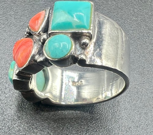 VTG Southwest Native American Matching Turquoise Pendant & Ring Sz Sterling 925 - Picture 12 of 14