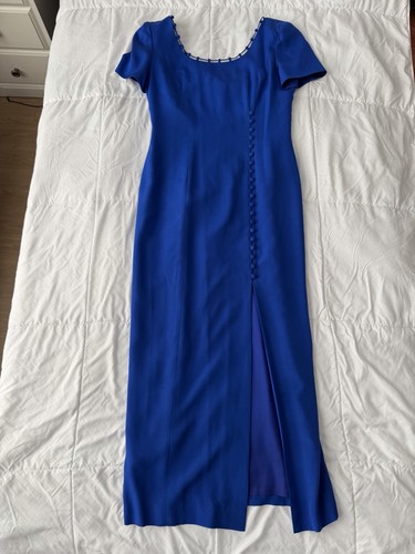 Liz Claiborne, Vintage Liz Claiborne Night Silk Maxi Dress Gown 8 Evening Slit Formal 90s Money
