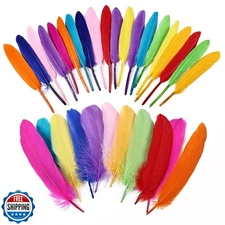 iHUFeather 270pcs Colorful Goose Feathers for Crafts 2 Styles 4-7 inch Bulk N