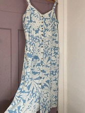 Fat Face Shirt Dress Size 18 Regular Linen blend Blue Midi Buttons Down summer  
