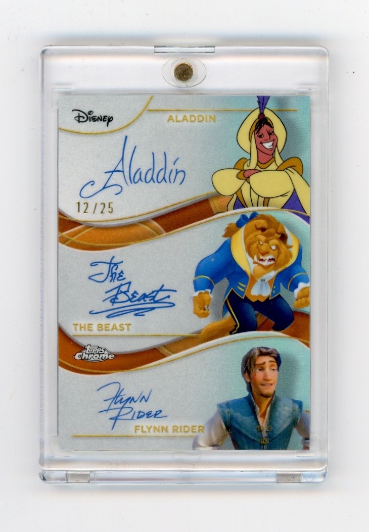 2025 Topps Chrome Disney Aladdin Beast Flynn Triple Facsimile