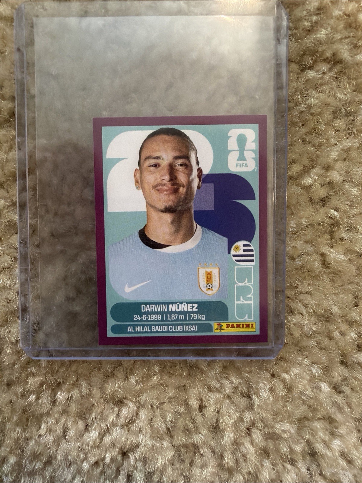 2026 Panini FIFA World Cup USA Sticker URU17 Darwin Nunez Purple Parallel