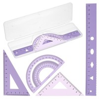 Geometrie-Set FüR 20 Cm Alu-Lineal Mit 2 Dreiecken, Winkelmesser, Lila