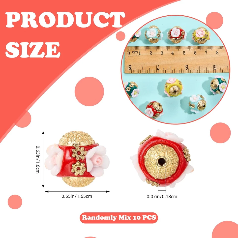 10 piezas cuentas de vidrio de murano para hacer joyas a granel aleación flor hecha a mano surtido Foto 2 de 4