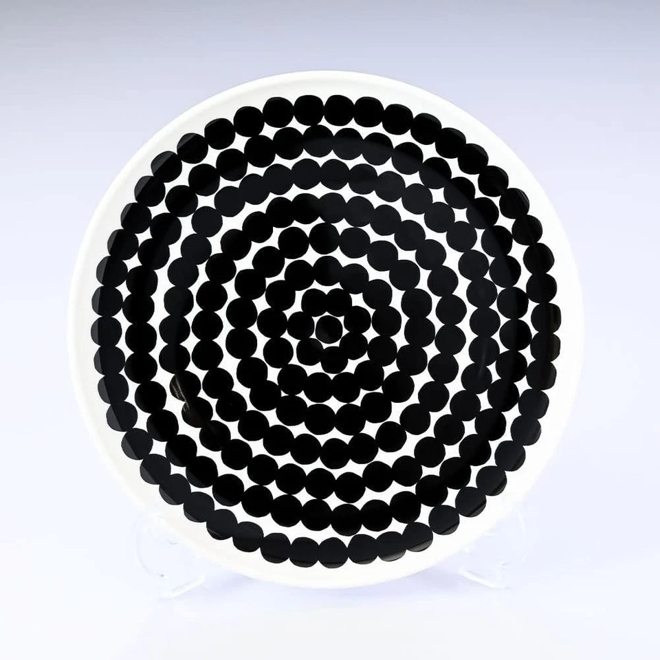 Juego de desayuno Marimekko Oiva Räsymatto en blanco y negro | 2 tazas y 2 platos Foto 4 de 4