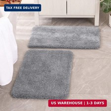Grey Bathroom Rugs Set 2 Piece, Soft Absorbent Microfiber Bath Mat Set, N