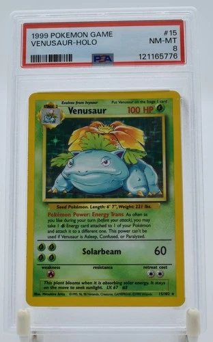 Venusaur 15/102 PSA 8 Base Set Holo 1999 English Pokemon Card Arita