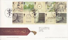 GB Stamps First Day Cover 50th anniv Lord of the Rings, Tolkien, Tree SHS 2004