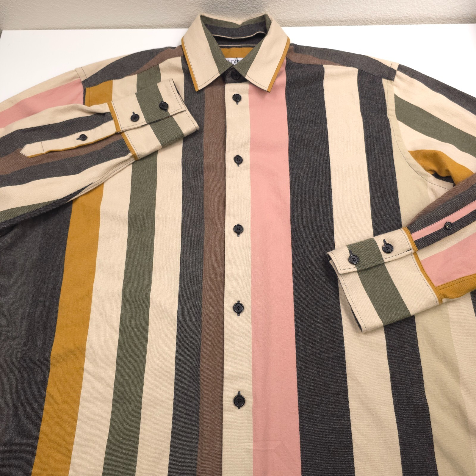 $650 JW Anderson Relaxed Fit Multi-Flax Stripe Button-Up Shirt Mens Size EUR 52