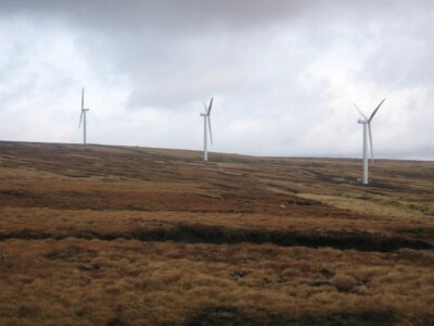 Photo 6x4 Turbine Towers 2519 and 18 on Scout Moor Boarsgreave Looking N c2008
