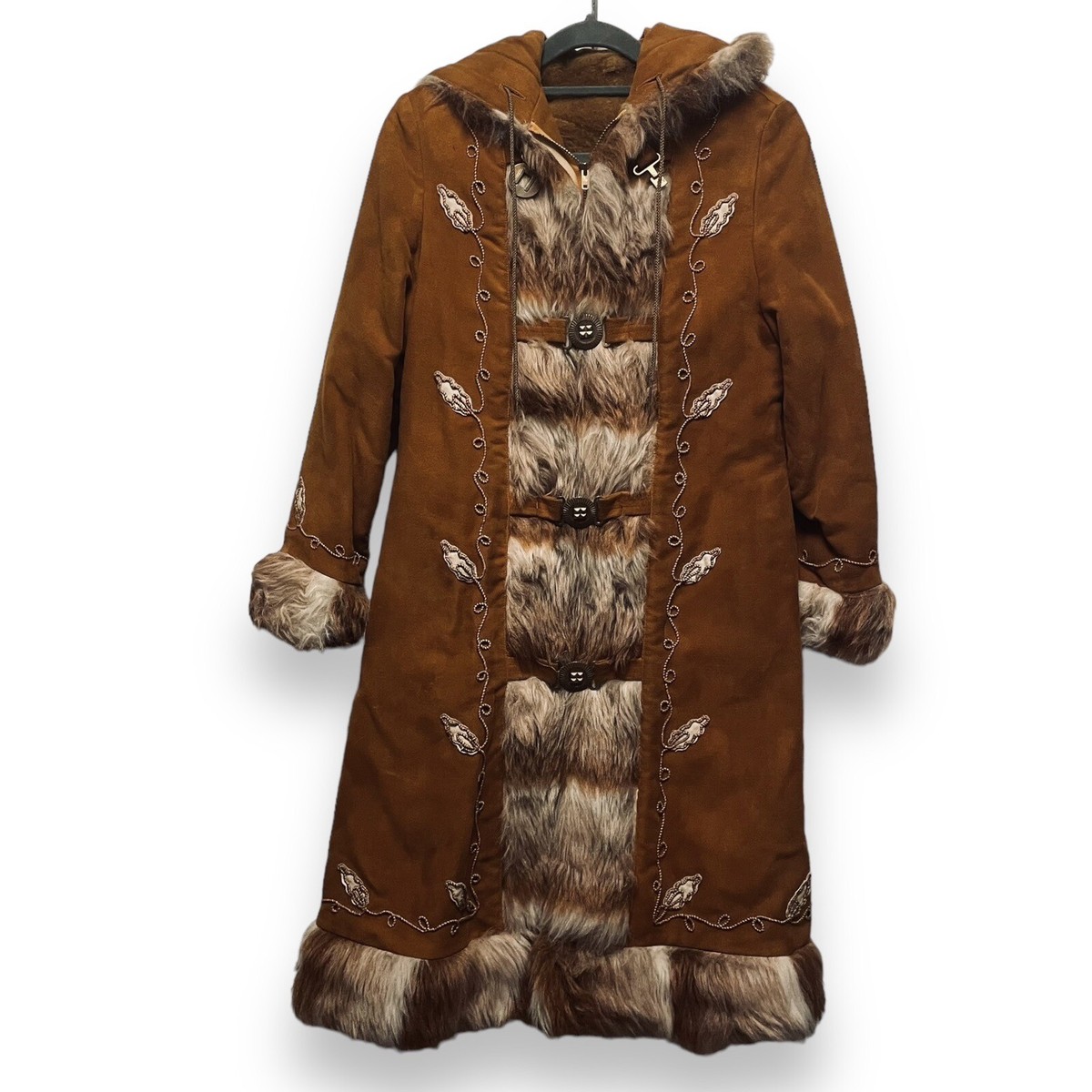 Vintage 60's Penny Lane Coat Embroidered Faux Fur Union Women's