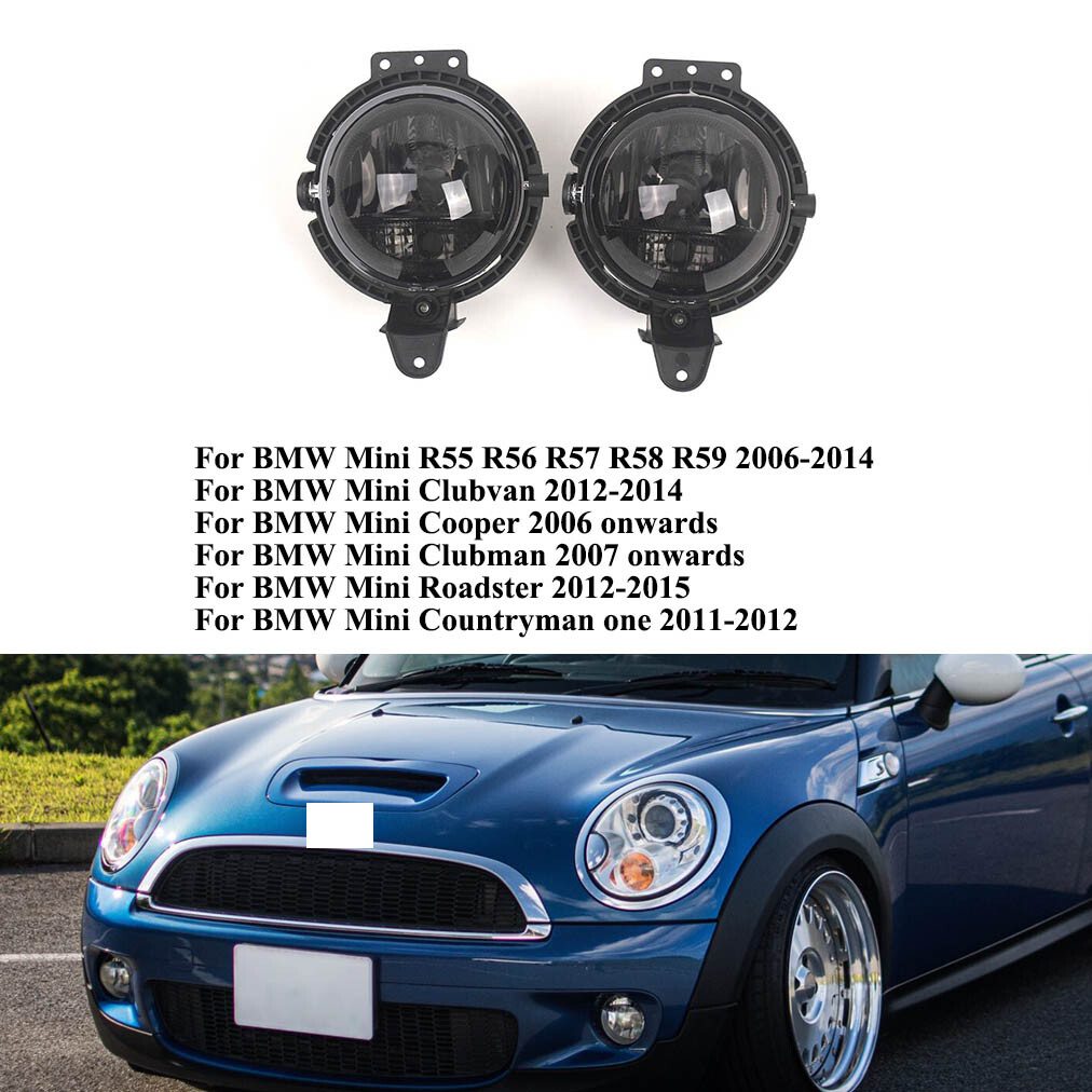 2PCS Smoked Lens Front Fog Light DRL No Bulb For Mini Cooper R55