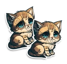 Baby Kitty Cat Sad Kitten Stickers Die Cut Decals M33005 Set of 2