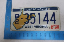 West Virginia License Plate WV 1978 Tag B2 35144 Natural Sticker