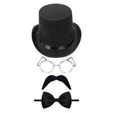 Mens Victorian Edwardian Gentleman Fancy Dress Costume Hat Moustache Detective