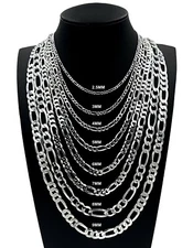 Real 925 SOLID Sterling Silver FIGARO LINK Chain Necklace or Bracelet ITALY