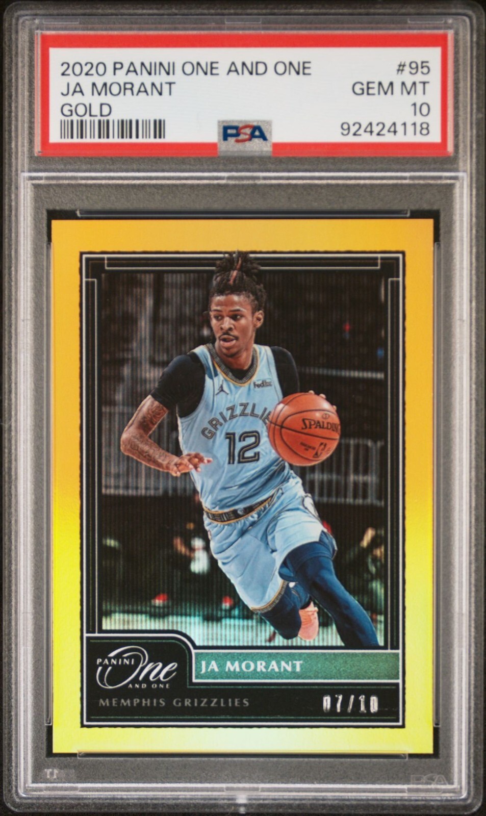 2020 Panini One and One Ja Morant Gold Prizm 7/10 #95 PSA 10 Gem Mint Pop 1