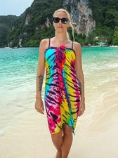 Retro Rainbow TIE DYE SARONG / WRAP / Mu Mu Funky!!